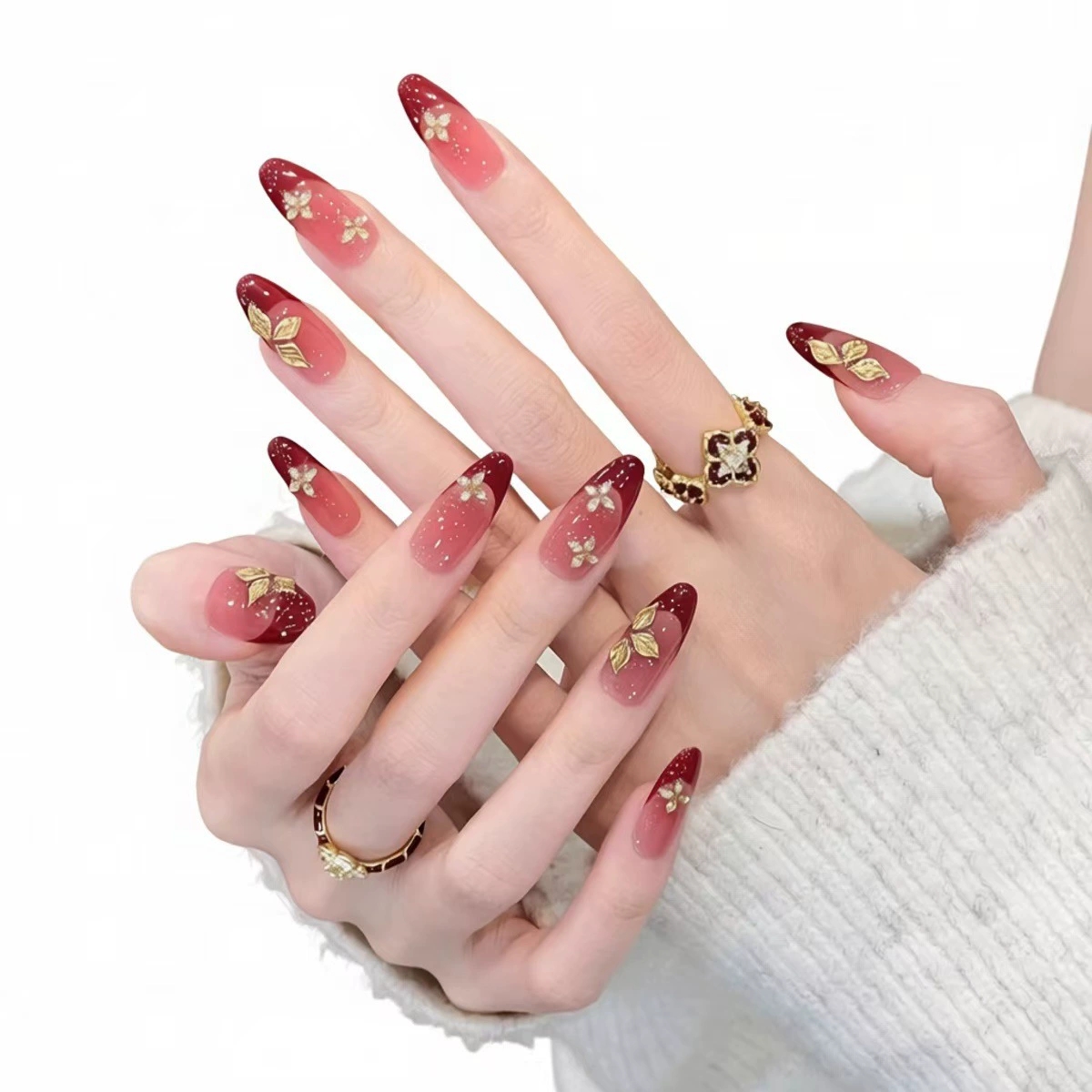 Nail Art Red Wine - Zoete koele wijnrode gradient opzetnagels luxe