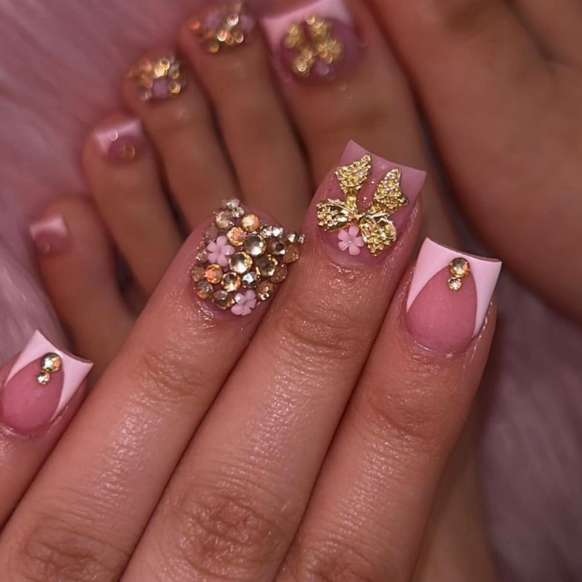Nail Art Full Design - 24 stuks korte vierkante kop Franse