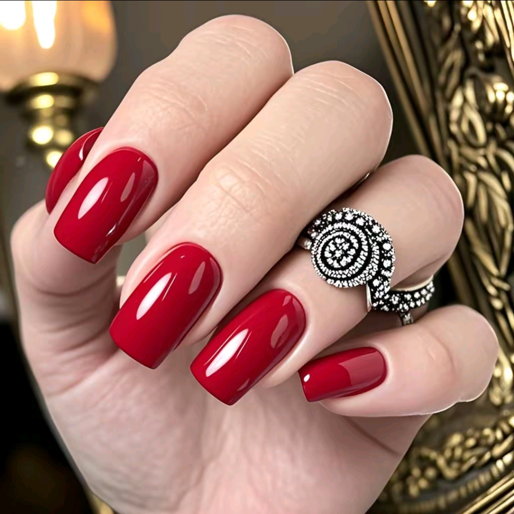 Nail Art Red Wine - 24 Stuks Wijn Rood Lange Vierkante