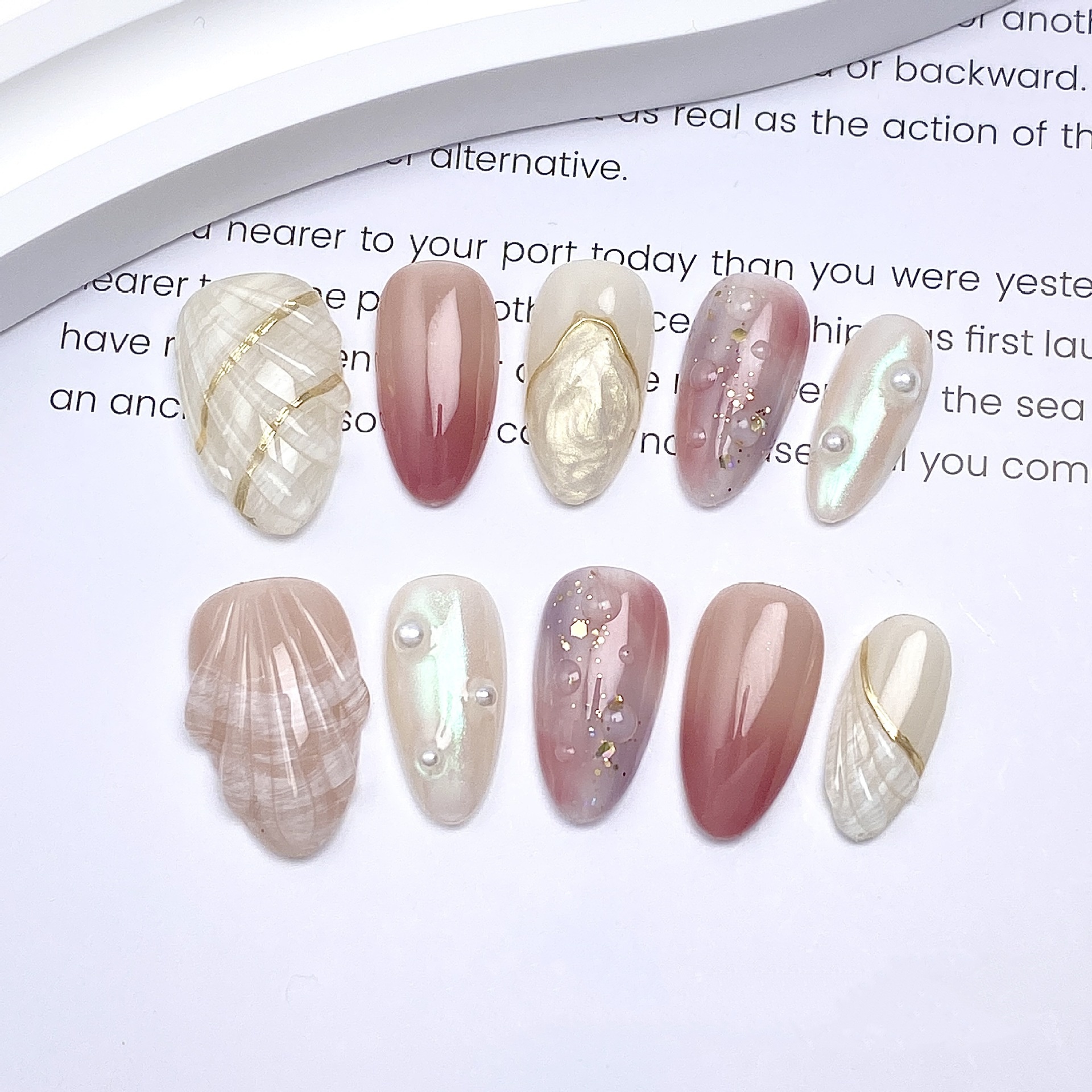 Nail Art Full Design - 10 stuks korte amandel handgemaakte nepnagels