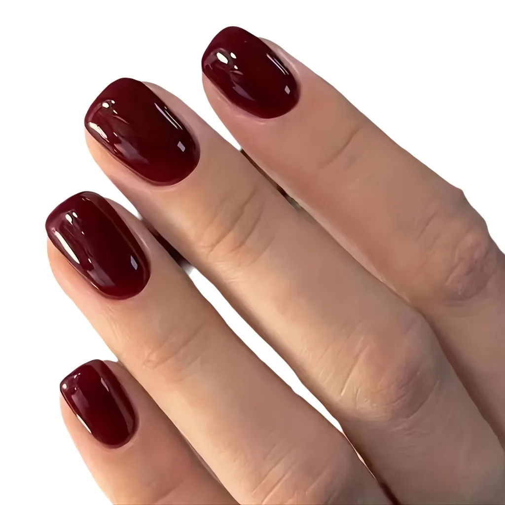 Nail Art Red Wine - 24 stuks effen kleur wijnrood ontwerp