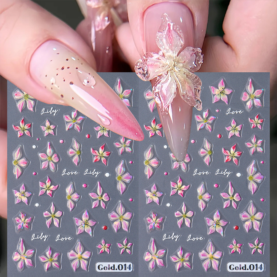 Nail Art Full Design - 2 stuks glanzende lelie bloem nail