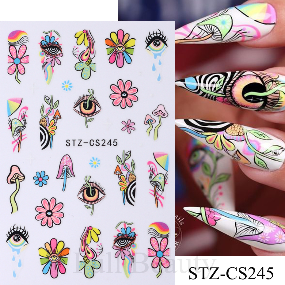 9 Stuks Boze Oog Bloem Nail St - Nail Art Full Design recensie en prijs