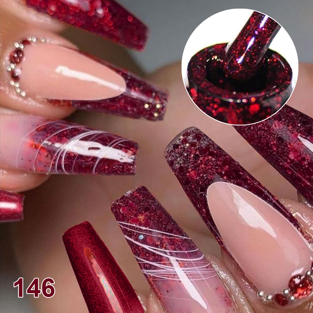 4-delige wijnrode effen glitte - Nail Art Red Wine recensie en prijs