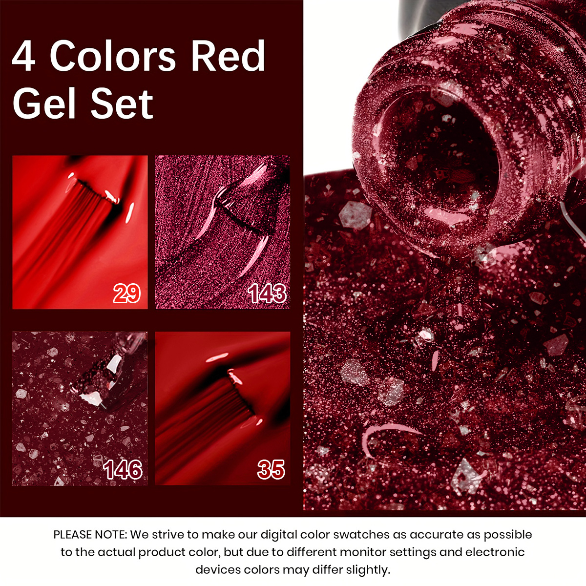4-delige wijnrode effen glitte - Nail Art Red Wine recensie en prijs