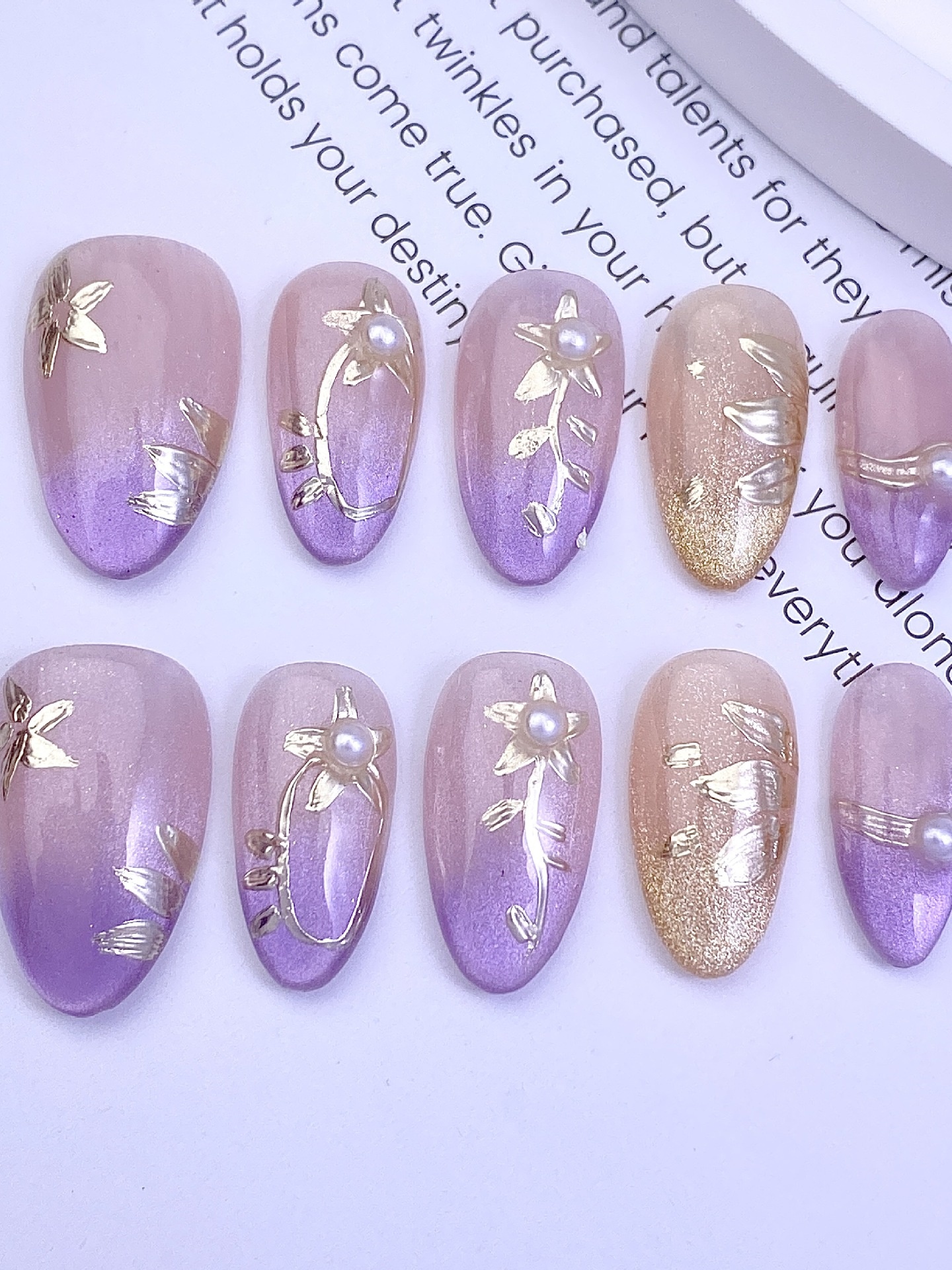 10 stuks korte amandel handgem - Nail Art Full Design recensie en prijs
