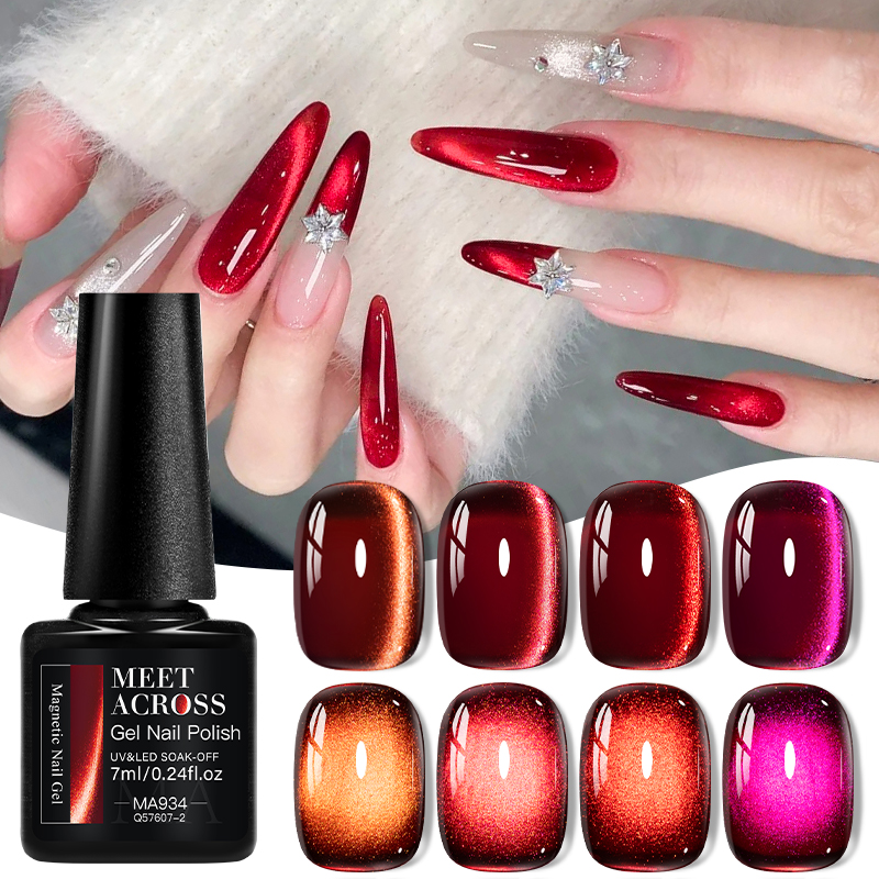 9 stks Rode Glitter Kat Magnet - Nail Art Red Wine recensie en prijs