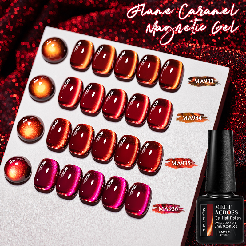 9 stks Rode Glitter Kat Magnet - Nail Art Red Wine recensie en prijs