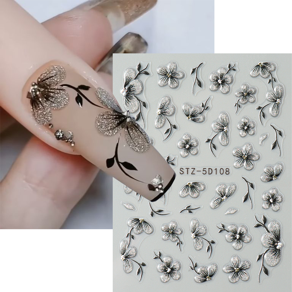 5D zwarte glitter nagelsticker - Nail Art Full Design recensie en prijs