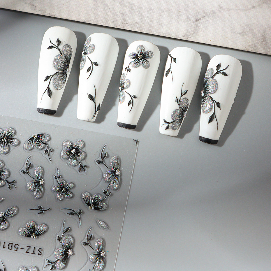 5D zwarte glitter nagelsticker - Nail Art Full Design recensie en prijs