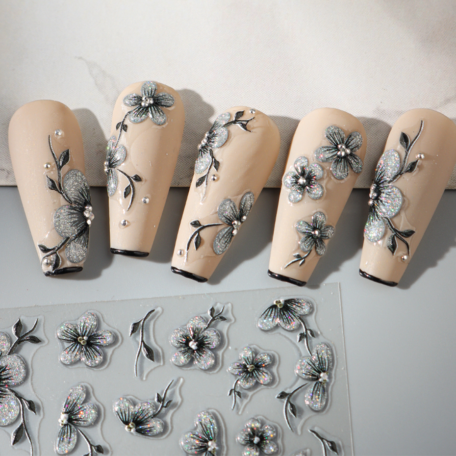 5D zwarte glitter nagelsticker - Nail Art Full Design recensie en prijs