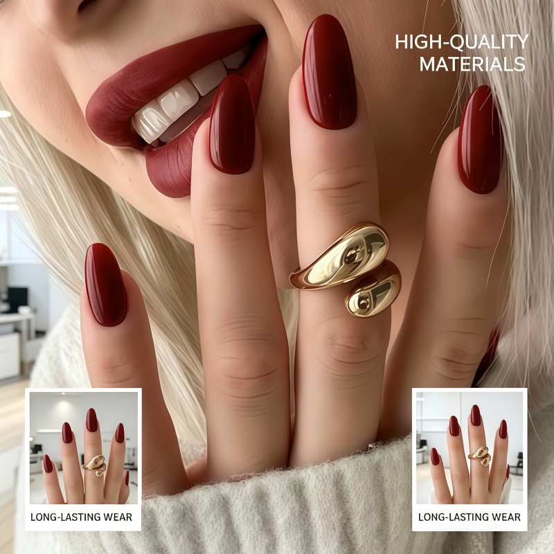2026 Nieuwe 24 stuks effen wij - Nail Art Red Wine recensie en prijs