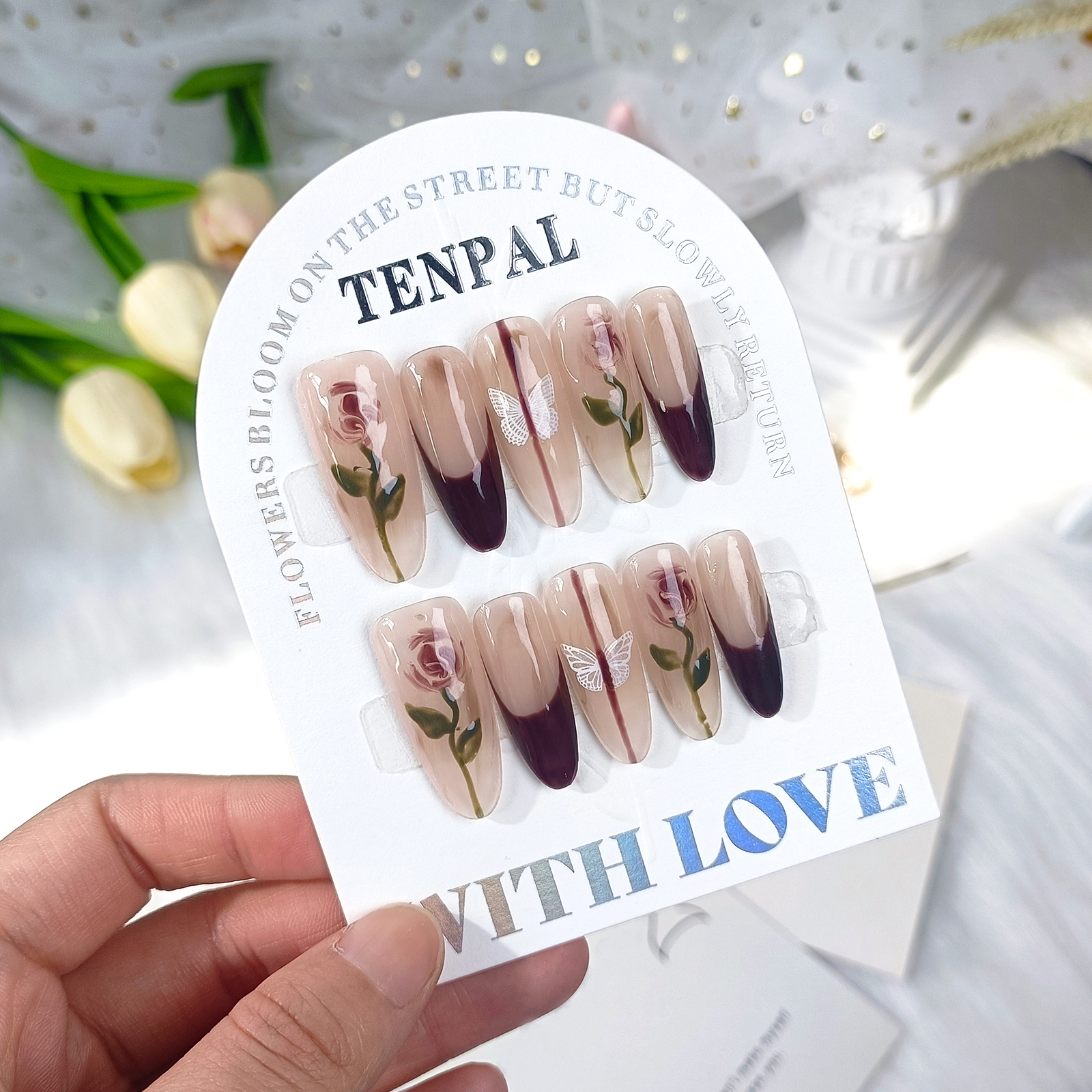 10 stuks wijnrode lange ovale  - Nail Art Red Wine recensie en prijs