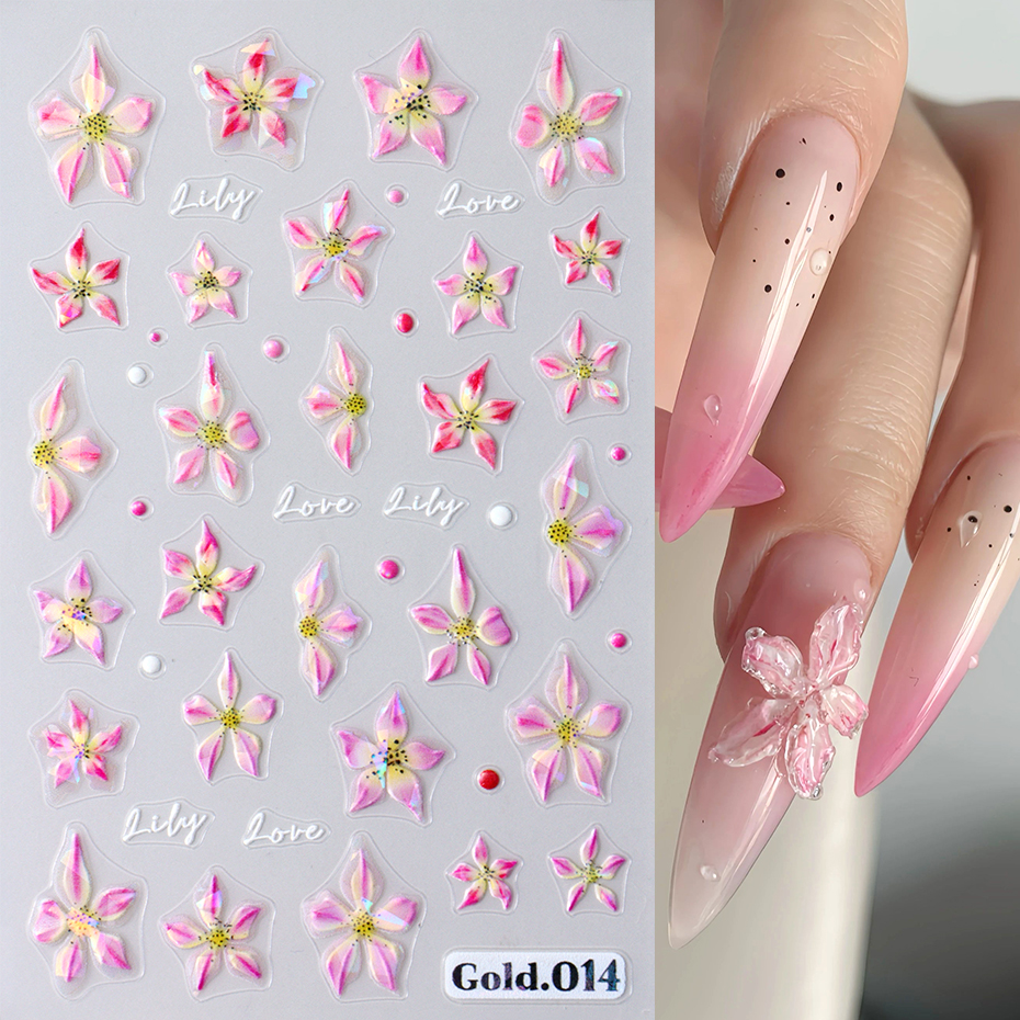 2 stuks glanzende lelie bloem  - Nail Art Full Design recensie en prijs