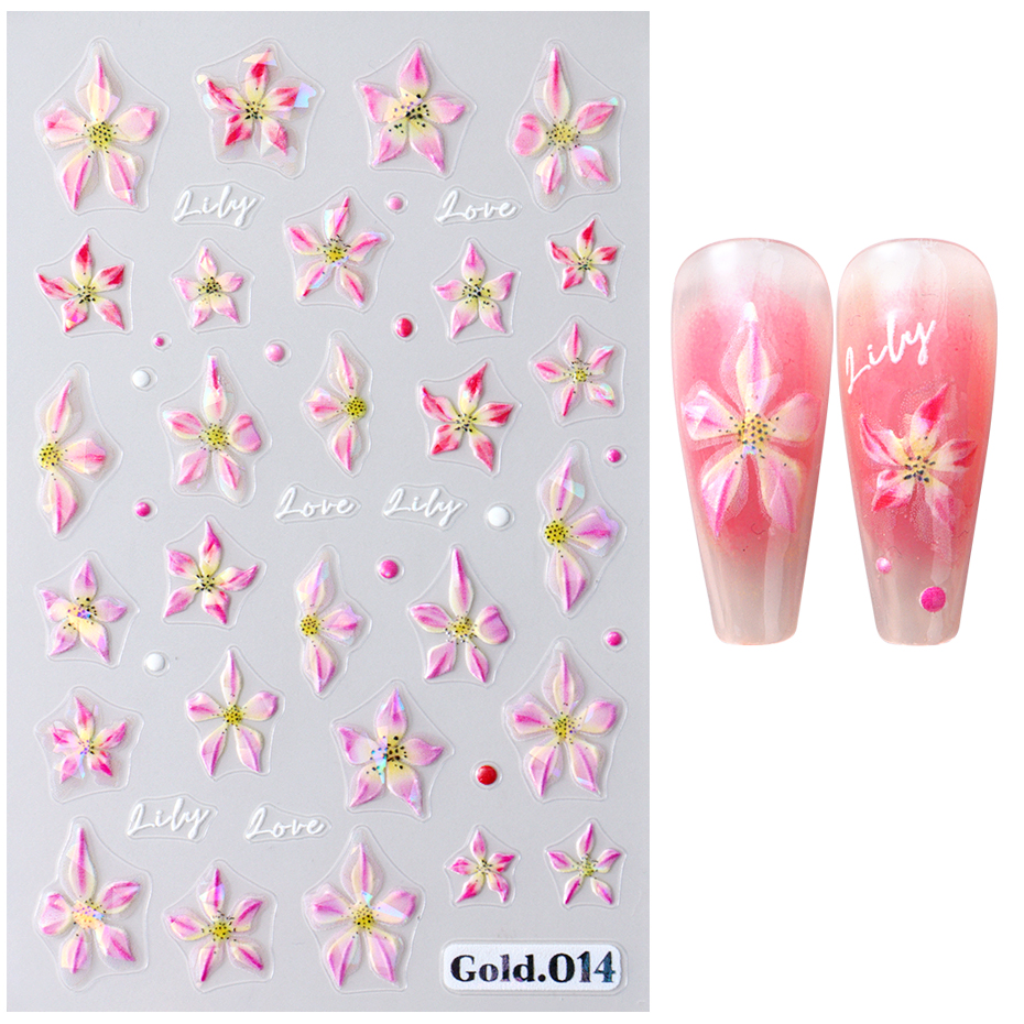 2 stuks glanzende lelie bloem  - Nail Art Full Design recensie en prijs