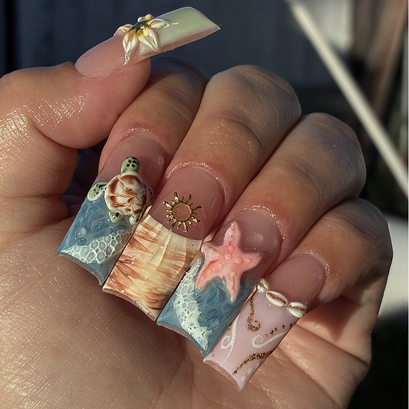 24 stuks lange vierkante bloem - Nail Art Full Design recensie en prijs