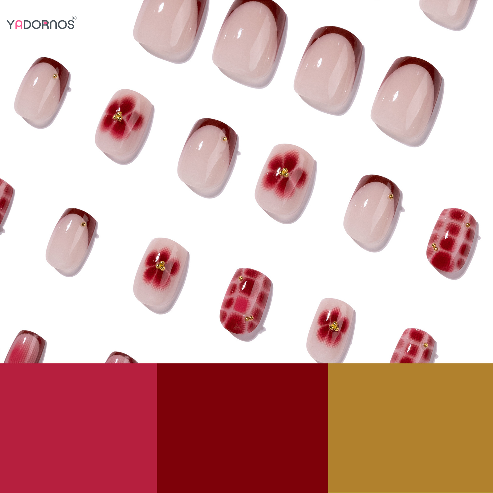 24 stuks zomerse korte vierkan - Nail Art Red Wine recensie en prijs