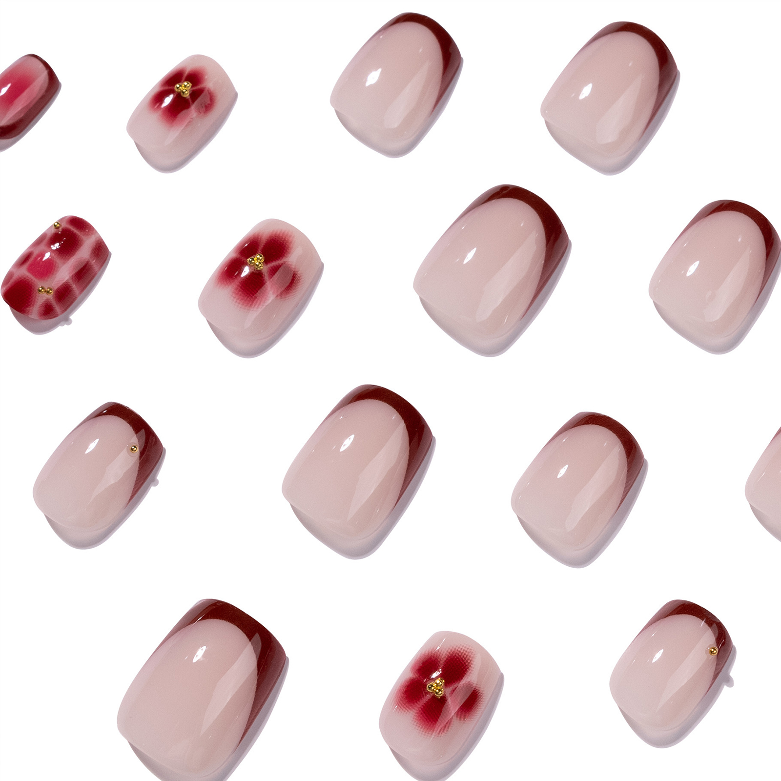 24 stuks zomerse korte vierkan - Nail Art Red Wine recensie en prijs