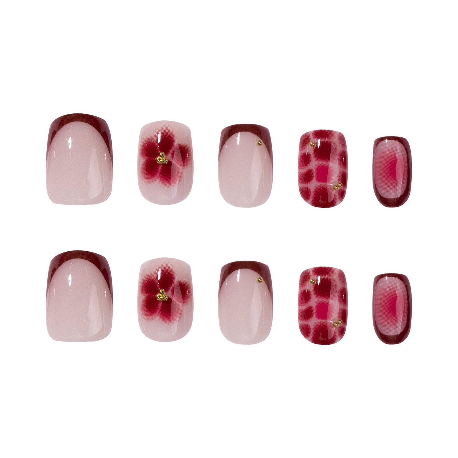 24 stuks zomerse korte vierkan - Nail Art Red Wine recensie en prijs