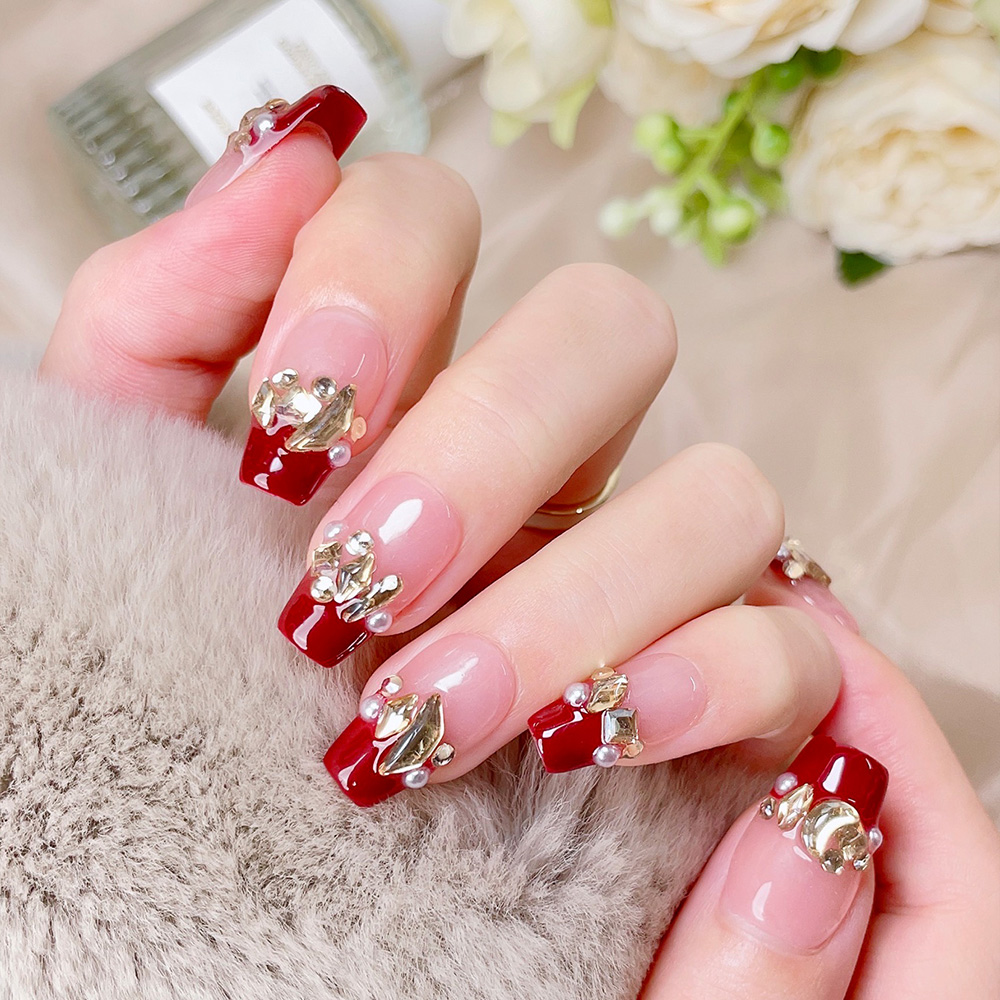 10 stuks korte trapeziumvormig - Nail Art Red Wine recensie en prijs