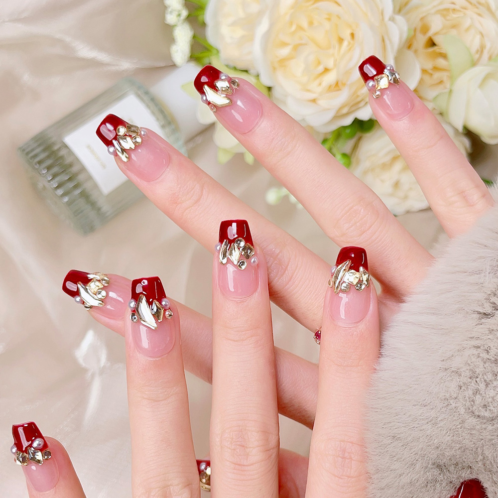 10 stuks korte trapeziumvormig - Nail Art Red Wine recensie en prijs