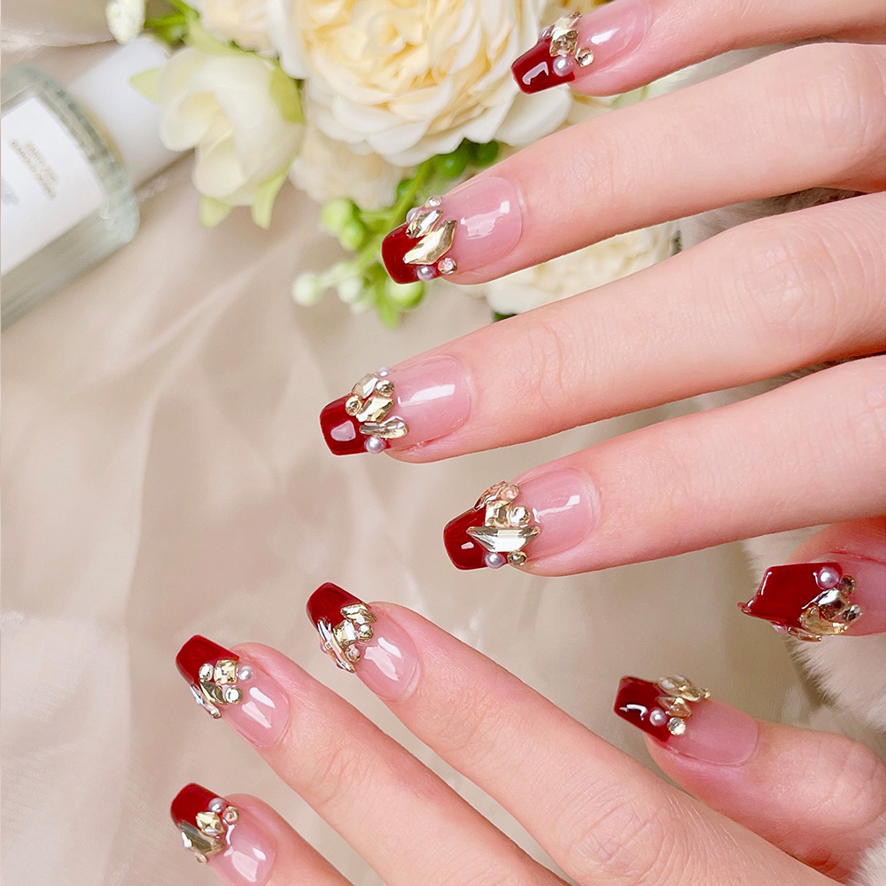 10 stuks korte trapeziumvormig - Nail Art Red Wine recensie en prijs