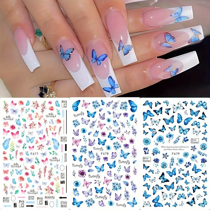 6 stuks lente vlinder ontwerp  - Nail Art Full Design recensie en prijs