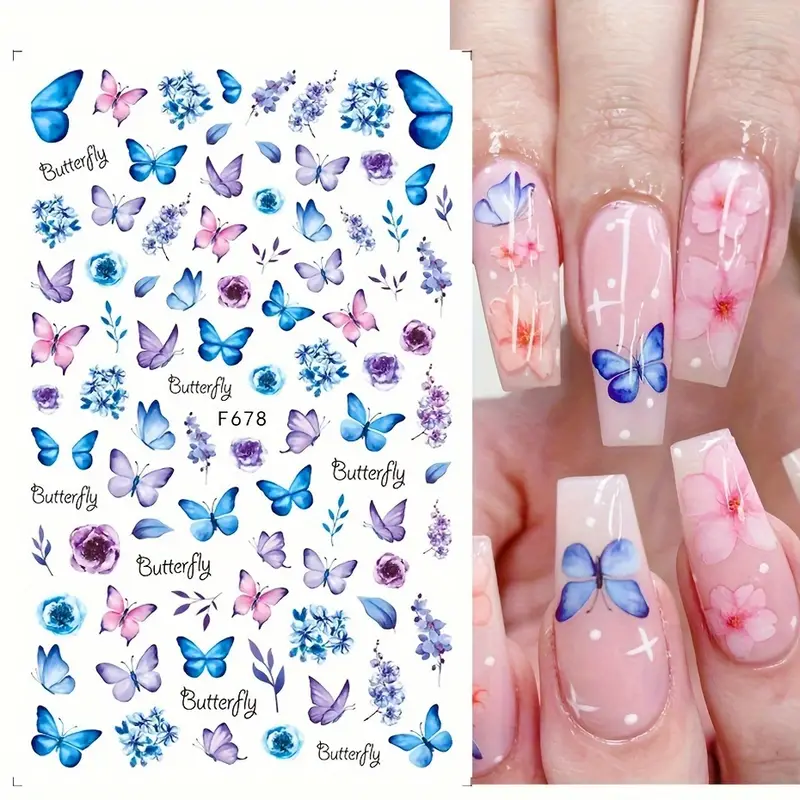 6 stuks lente vlinder ontwerp  - Nail Art Full Design recensie en prijs