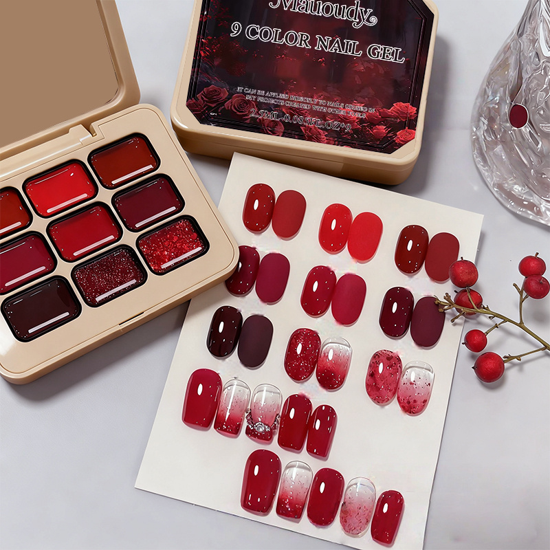 9-kleuren wijnrode kleverige e - Nail Art Red Wine recensie en prijs