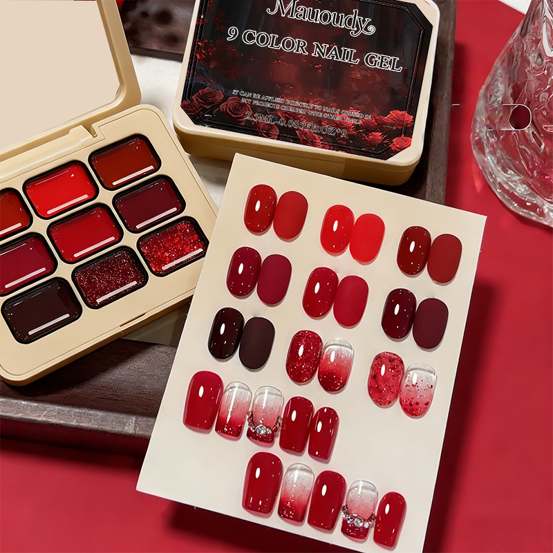 9-kleuren wijnrode kleverige e - Nail Art Red Wine recensie en prijs