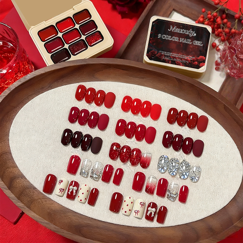 9-kleuren wijnrode kleverige e - Nail Art Red Wine recensie en prijs